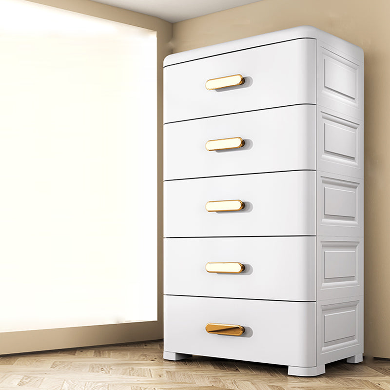 Bedroom Storage Cabinet Modern Plastic Drawers Wardrobe Cabinet 26"L x 14"W x 39.5"H White Clearhalo 'Armoires & Wardrobes' 'armoires_wardrobes' 'Bedroom Furniture' 'furn' 'furn_armoires_wardrobes' 'Furniture' 7623092