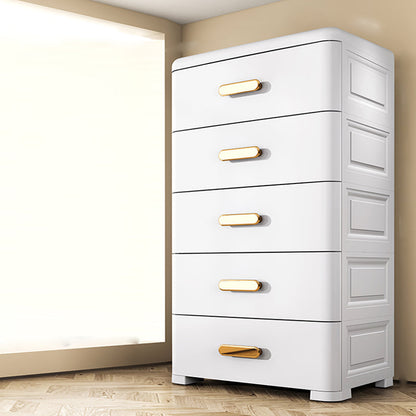 Bedroom Storage Cabinet Modern Plastic Drawers Wardrobe Cabinet 18"L x 12"W x 32"H White Clearhalo 'Armoires & Wardrobes' 'armoires_wardrobes' 'Bedroom Furniture' 'furn' 'furn_armoires_wardrobes' 'Furniture' 7623095