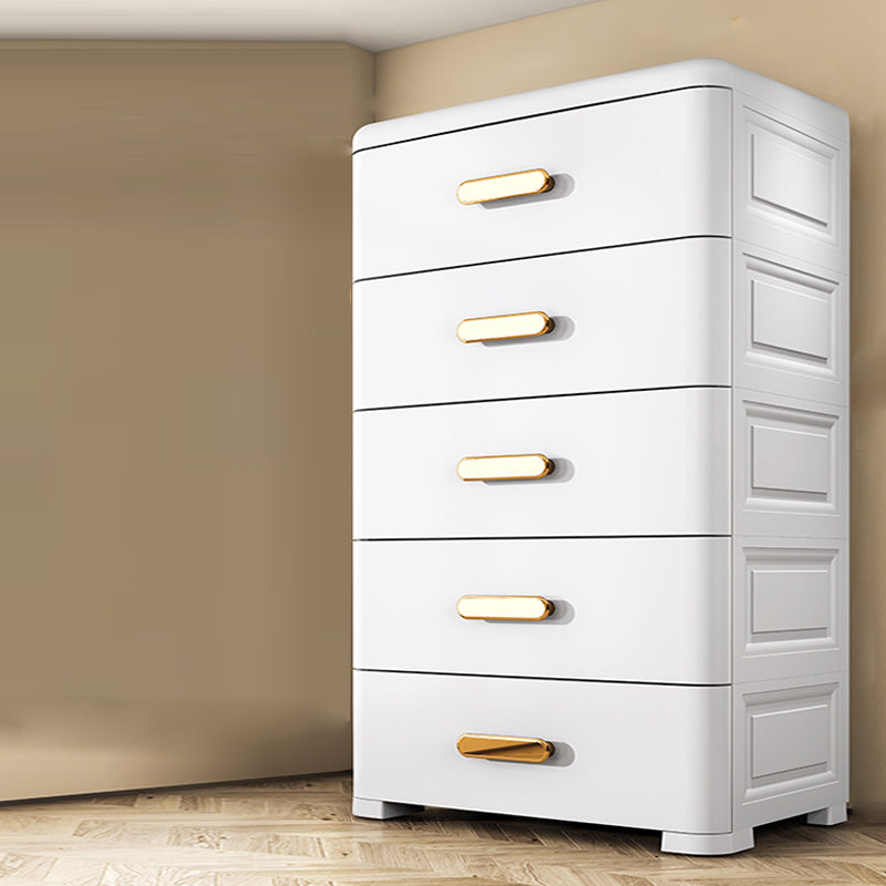 Bedroom Storage Cabinet Modern Plastic Drawers Wardrobe Cabinet 27.5"L x 16"W x 45"H White Clearhalo 'Armoires & Wardrobes' 'armoires_wardrobes' 'Bedroom Furniture' 'furn' 'furn_armoires_wardrobes' 'Furniture' 7623096
