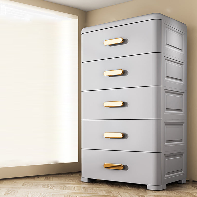 Bedroom Storage Cabinet Modern Plastic Drawers Wardrobe Cabinet 26"L x 14"W x 39.5"H Grey Clearhalo 'Armoires & Wardrobes' 'armoires_wardrobes' 'Bedroom Furniture' 'furn' 'furn_armoires_wardrobes' 'Furniture' 7623097