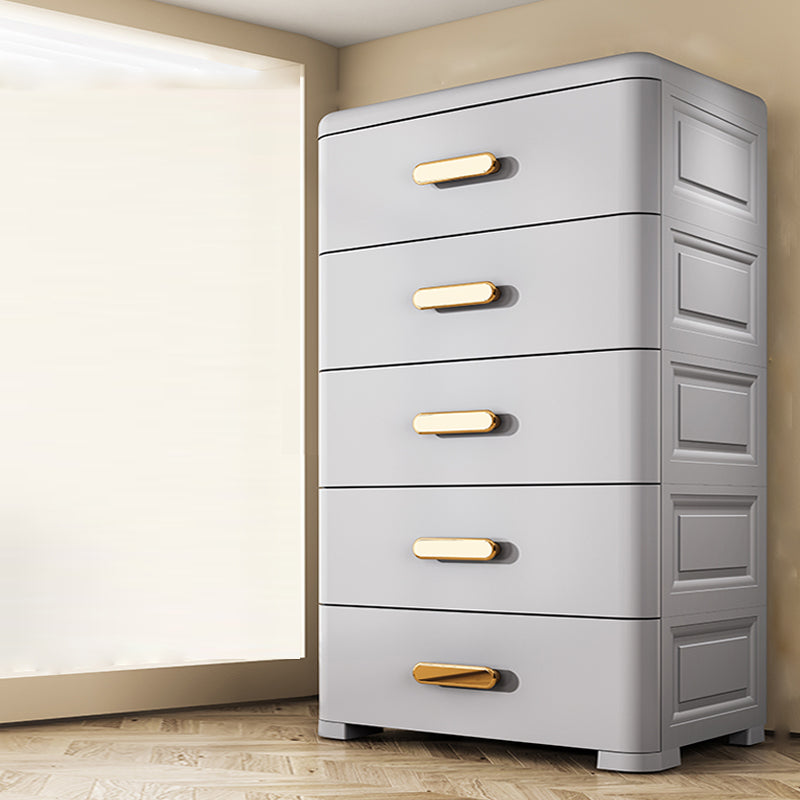 Bedroom Storage Cabinet Modern Plastic Drawers Wardrobe Cabinet 27.5"L x 16"W x 45"H Grey Clearhalo 'Armoires & Wardrobes' 'armoires_wardrobes' 'Bedroom Furniture' 'furn' 'furn_armoires_wardrobes' 'Furniture' 7623098