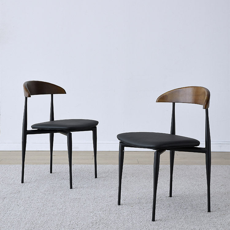 Modern Style Dining Chair Leather Open Back Side Chair for Dining Room