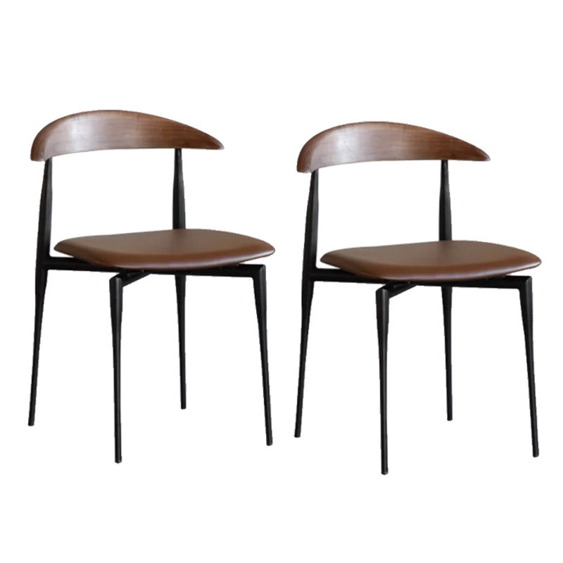 Modern Style Dining Chair Leather Open Back Side Chair for Dining Room