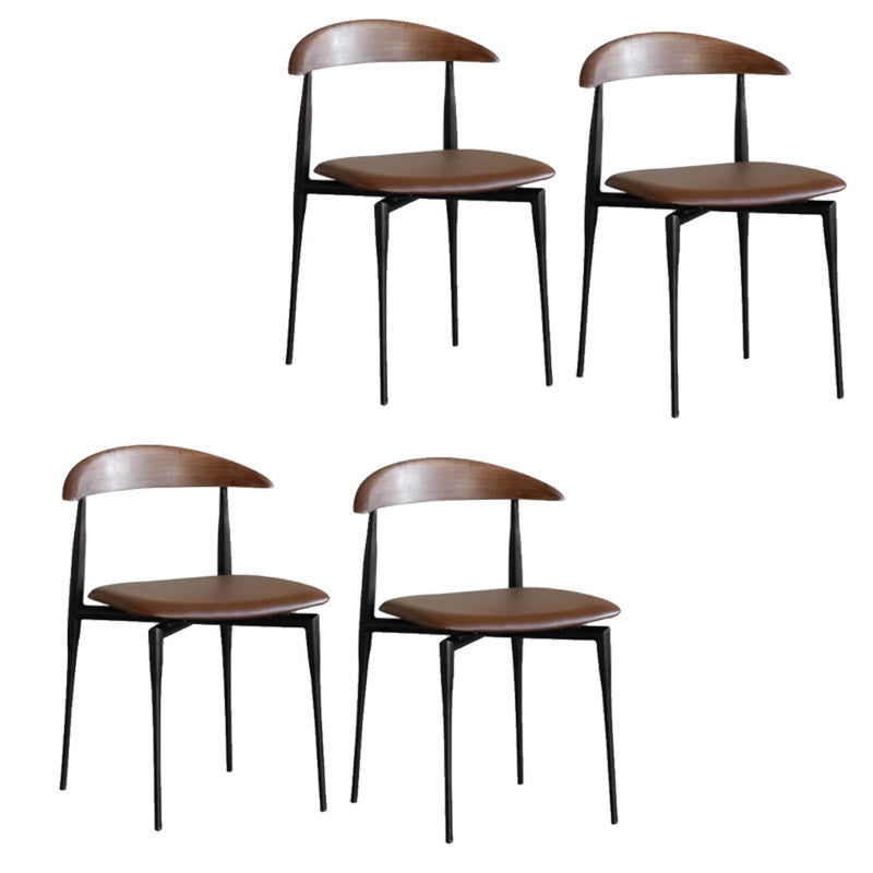 Modern Style Dining Chair Leather Open Back Side Chair for Dining Room