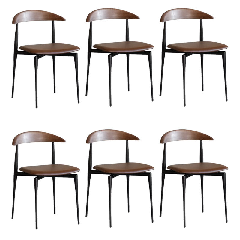 Modern Style Dining Chair Leather Open Back Side Chair for Dining Room