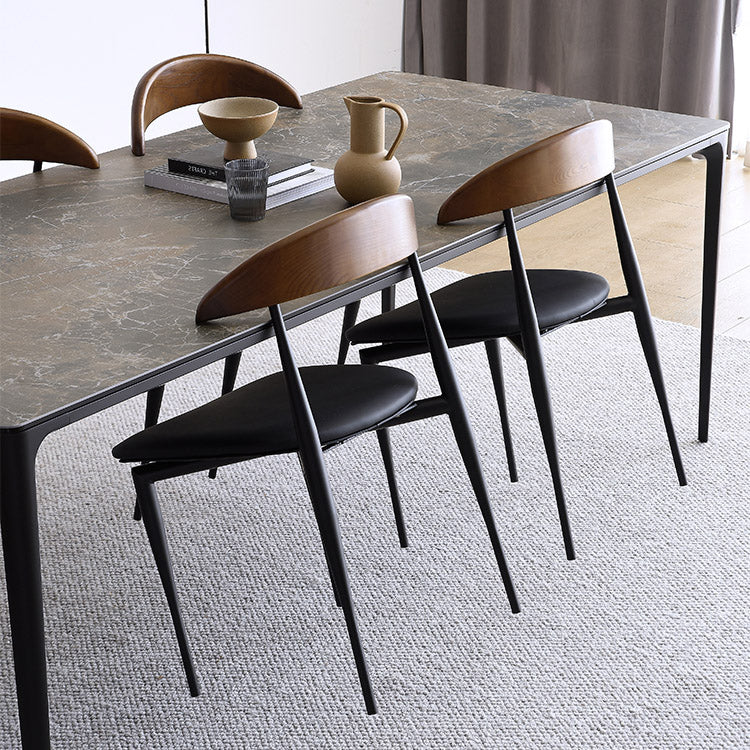 Modern Style Dining Chair Leather Open Back Side Chair for Dining Room