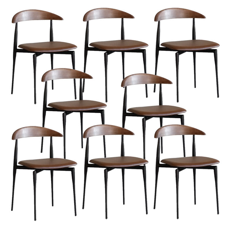 Modern Style Dining Chair Leather Open Back Side Chair for Dining Room