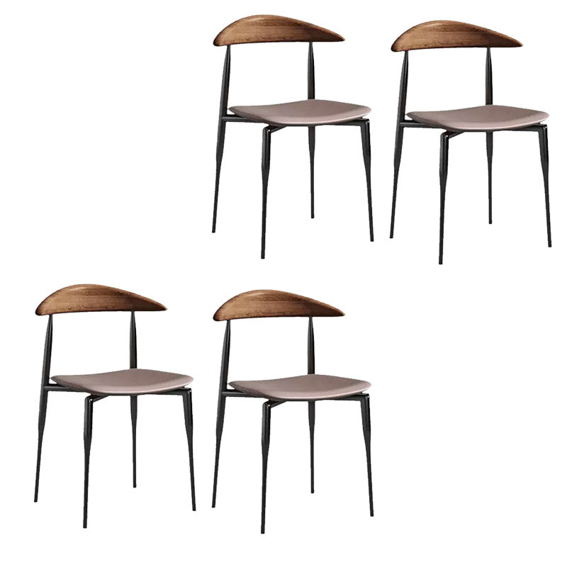 Modern Style Dining Chair Leather Open Back Side Chair for Dining Room