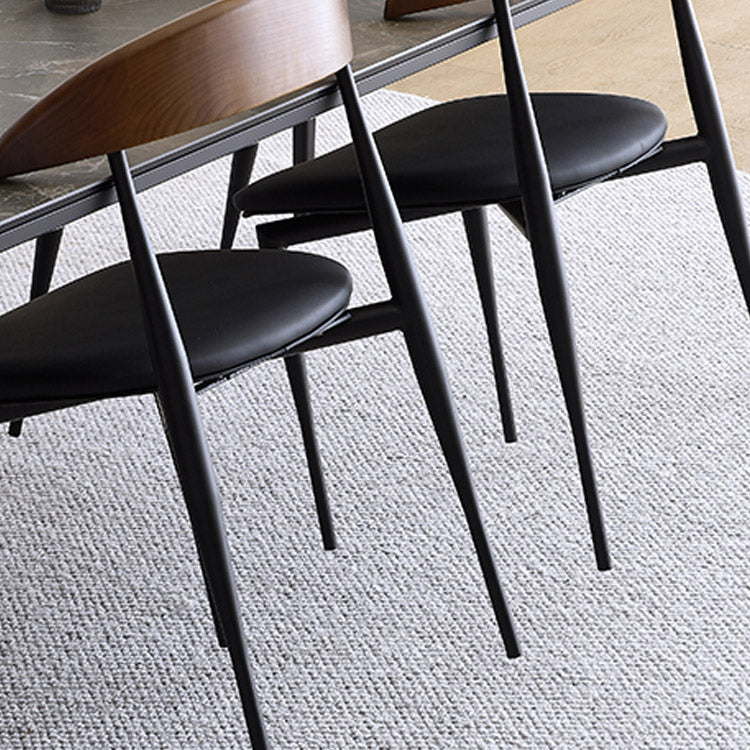 Modern Style Dining Chair Leather Open Back Side Chair for Dining Room