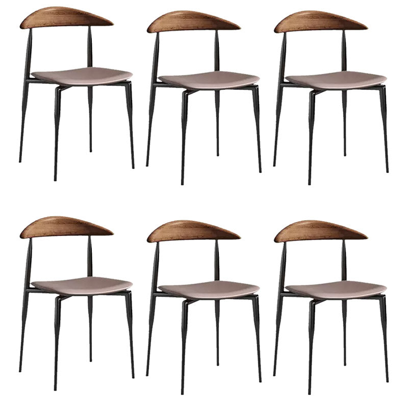 Modern Style Dining Chair Leather Open Back Side Chair for Dining Room