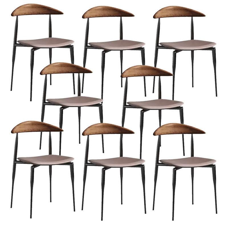 Modern Style Dining Chair Leather Open Back Side Chair for Dining Room