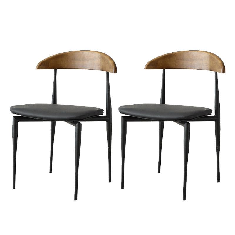 Modern Style Dining Chair Leather Open Back Side Chair for Dining Room