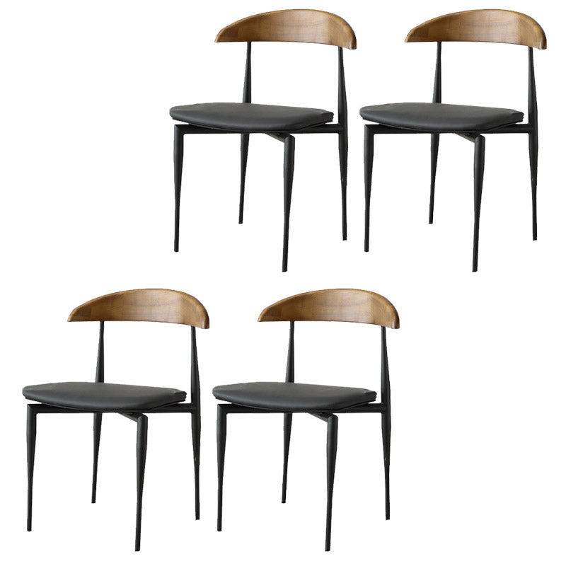 Modern Style Dining Chair Leather Open Back Side Chair for Dining Room