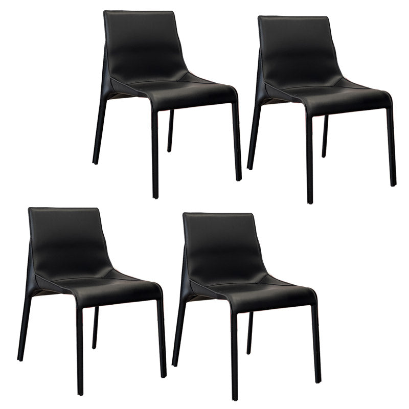 Moderner Essstuhl Leder Leder fester Rückseitenstuhl für Esszimmer