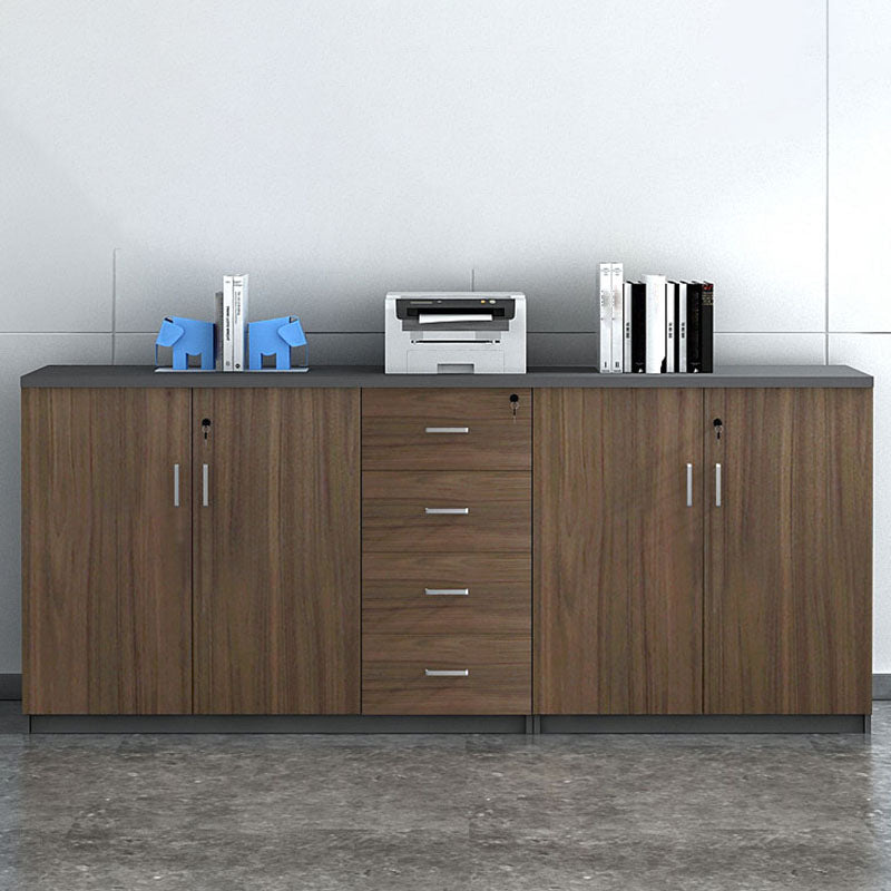 Nordic Lateral Filing Cabinet Brown Wooden Frame Key Locking File Cabinet Clearhalo 'Filing Cabinets' 'filling_cabinets' 'furn' 'furn_filling_cabinets' 'Furniture' 'Office Furniture' 7624679