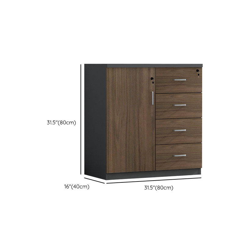 Nordic Lateral Filing Cabinet Brown Wooden Frame Key Locking File Cabinet Clearhalo 'Filing Cabinets' 'filling_cabinets' 'furn' 'furn_filling_cabinets' 'Furniture' 'Office Furniture' 7624683