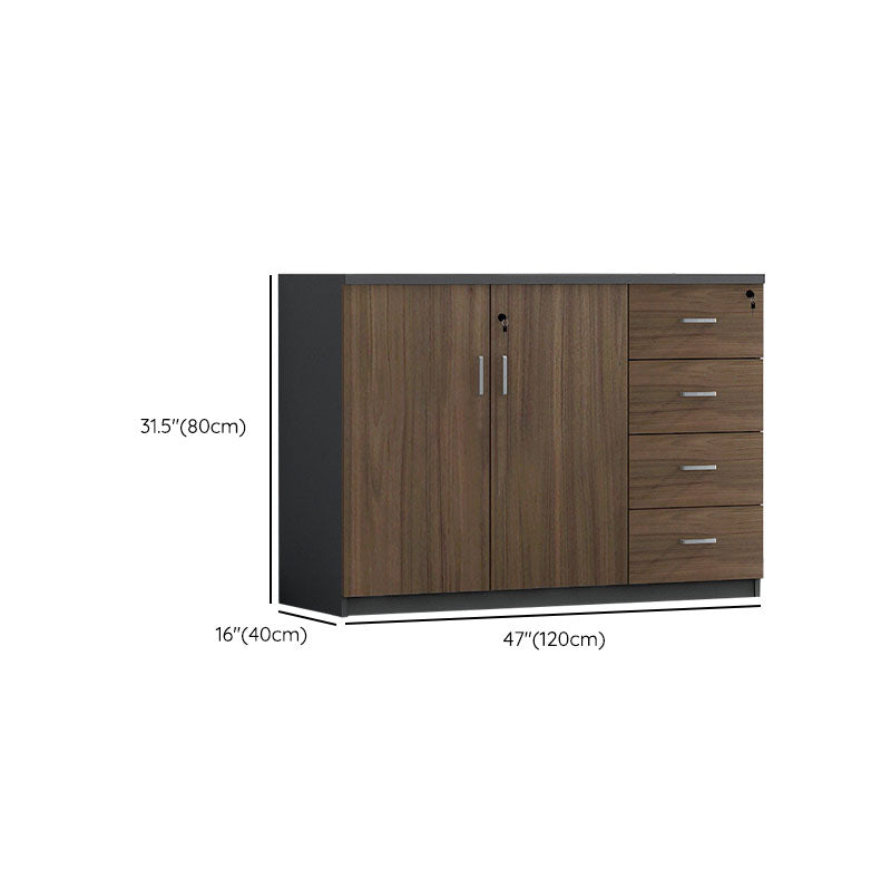 Nordic Lateral Filing Cabinet Brown Wooden Frame Key Locking File Cabinet Clearhalo 'Filing Cabinets' 'filling_cabinets' 'furn' 'furn_filling_cabinets' 'Furniture' 'Office Furniture' 7624685