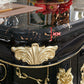 Glam Kitchen Table with Faux Marble Top Solid Wood Legs in Black Clearhalo 'Dining Tables & Seating' 'Dining Tables' 'dining_table' 'furn' 'furn_dining_table' 'Furniture' 'Kitchen & Dining Furniture' 7625204