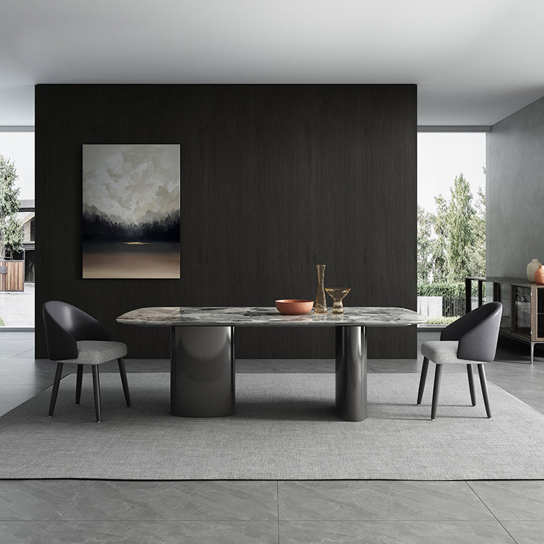 Mesa de cocina moderna con patas metálicas de mármol para comedor