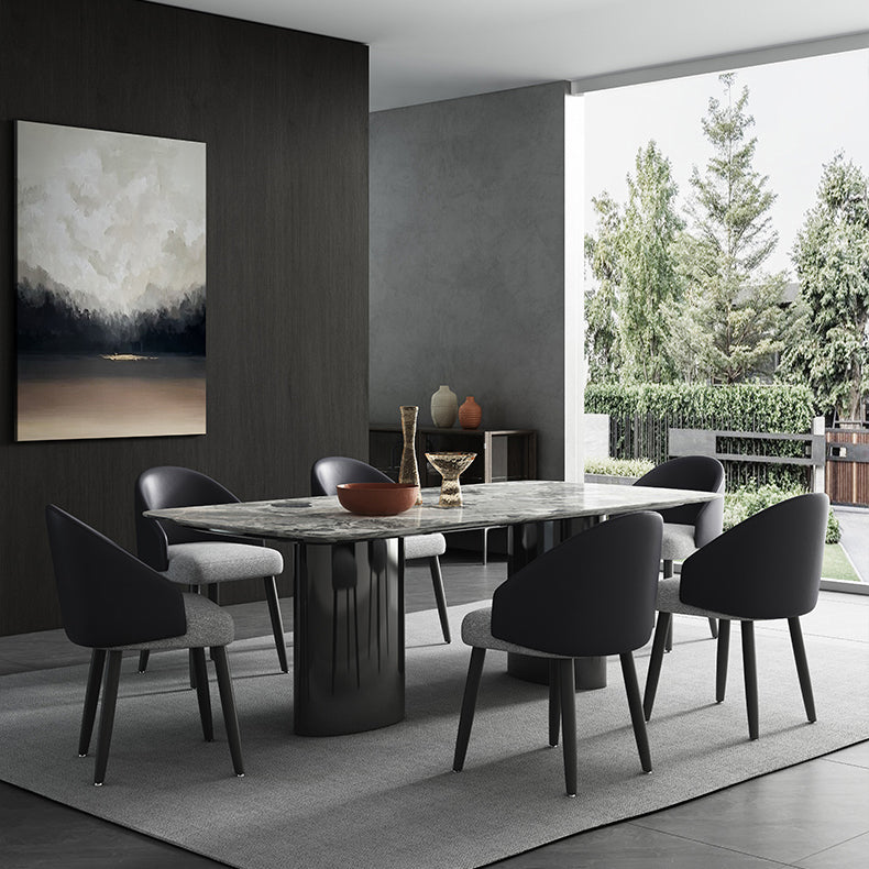 Mesa de cocina moderna con patas metálicas de mármol para comedor