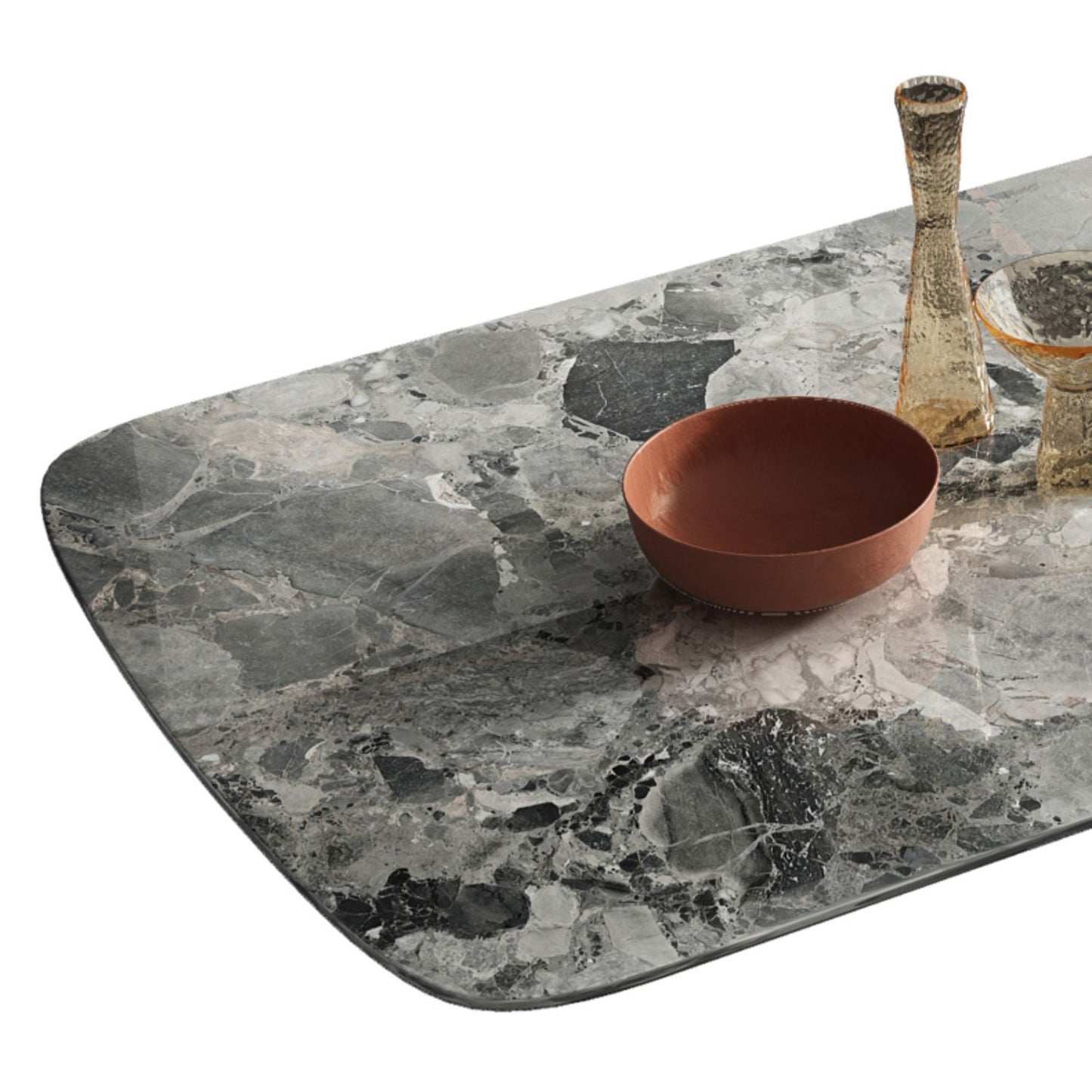 Mesa de cocina moderna con patas metálicas de mármol para comedor