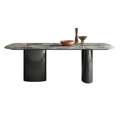 Mesa de cocina moderna con patas metálicas de mármol para comedor
