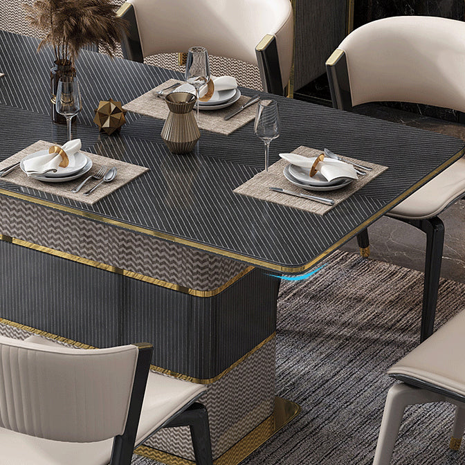 Tavolo da pranzo rettangolare Piano moderno in legno con base in metallo