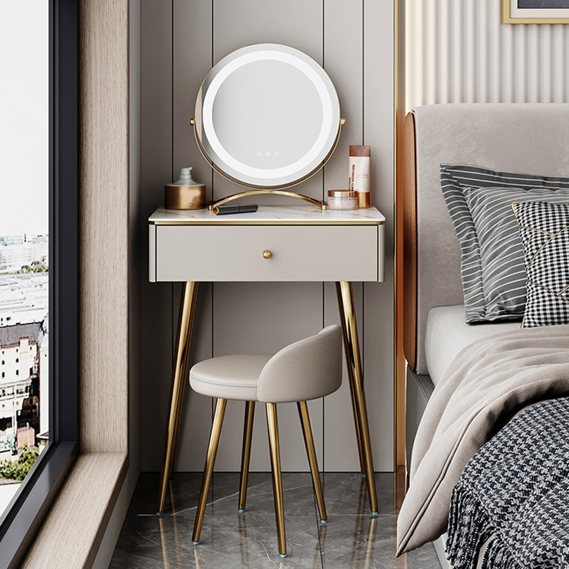 15" Wide Glam Vanity Table White Wooden Make-up Vanity with Drawer