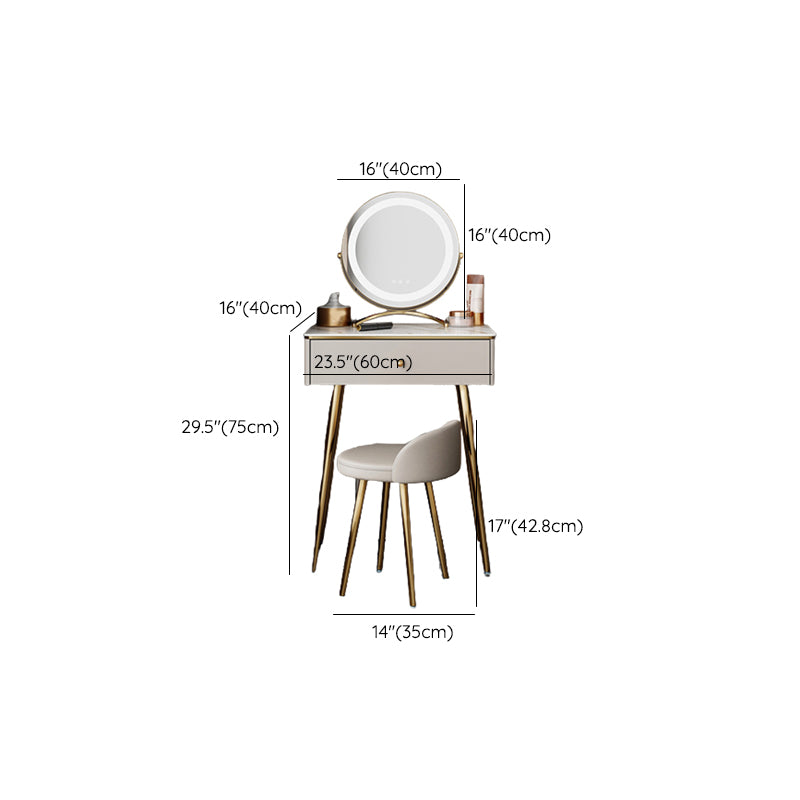 15" Wide Glam Vanity Table White Wooden Make-up Vanity with Drawer