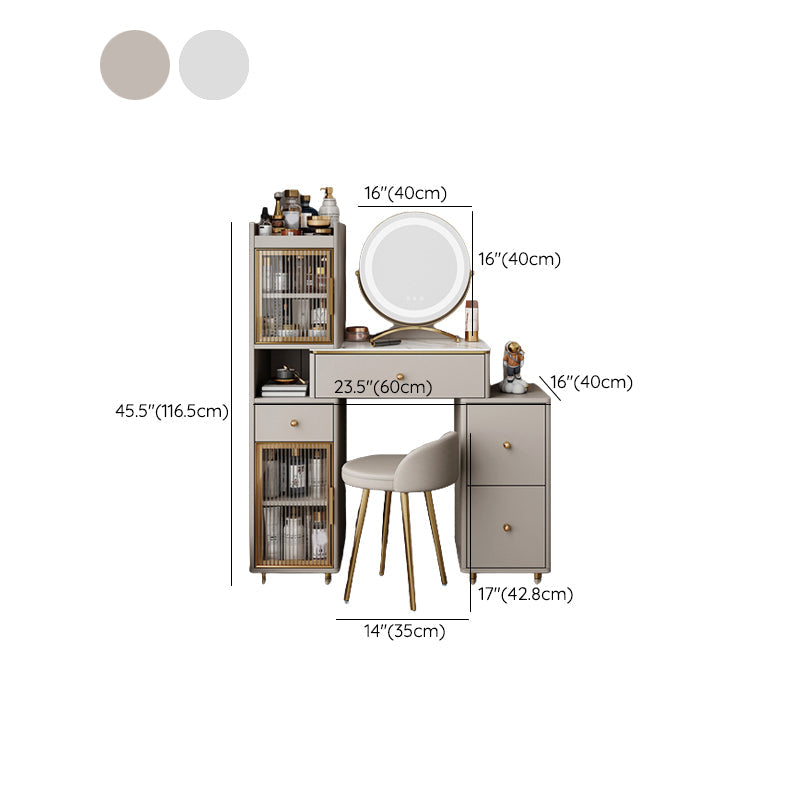 15" Wide Glam Vanity Table White Wooden Make-up Vanity with Drawer