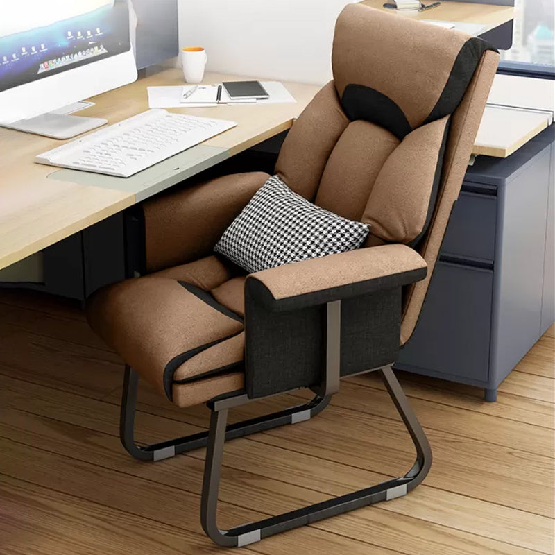 Sedia reclinabile contemporanea interno in miscela di lino/ pelo finta