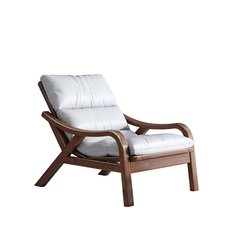 Contemporary Solid Wood Recliner Chair in Solid Color with Wooden Legs Deck Chair Faux Leather Beige Clearhalo 'Chairs & Seating' 'furn' 'furn_recliners' 'Furniture' 'Living Room Furniture' 'Recliners' 7626419