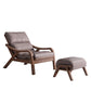 Contemporary Solid Wood Recliner Chair in Solid Color with Wooden Legs Deck Chair with Ottoman Faux Leather Brown Clearhalo 'Chairs & Seating' 'furn' 'furn_recliners' 'Furniture' 'Living Room Furniture' 'Recliners' 7626424