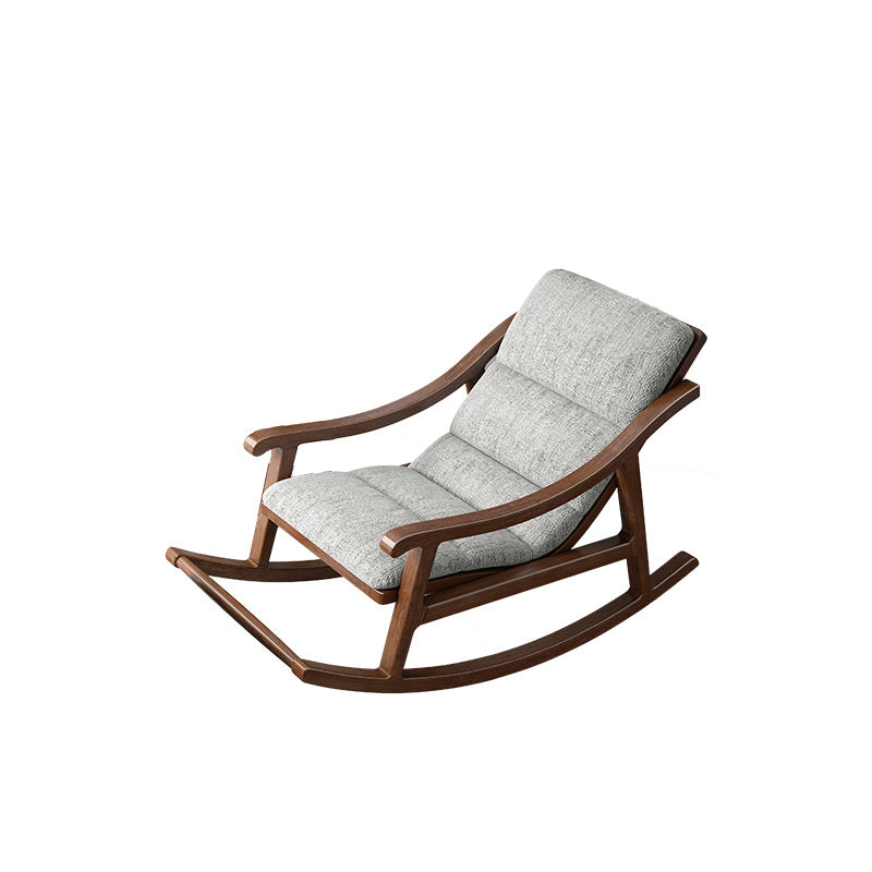 Contemporary Solid Wood Recliner Chair in Solid Color with Wooden Legs Rocking Chair Linen Blend Gray Clearhalo 'Chairs & Seating' 'furn' 'furn_recliners' 'Furniture' 'Living Room Furniture' 'Recliners' 7626430