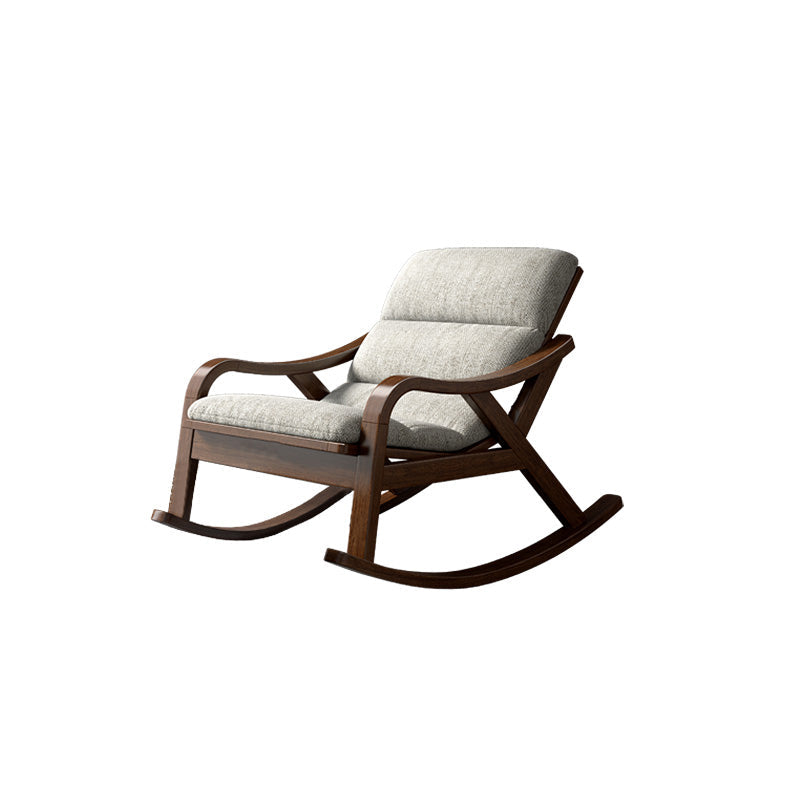 Contemporary Solid Wood Recliner Chair in Solid Color with Wooden Legs Rocking Chair Linen Blend Beige Clearhalo 'Chairs & Seating' 'furn' 'furn_recliners' 'Furniture' 'Living Room Furniture' 'Recliners' 7626432
