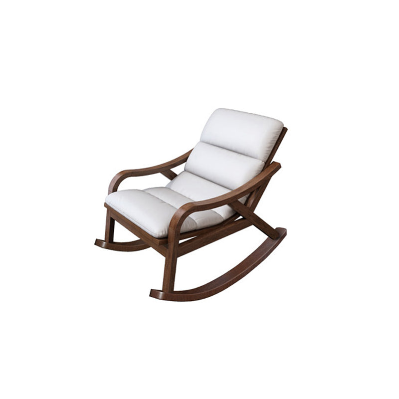 Contemporary Solid Wood Recliner Chair in Solid Color with Wooden Legs Rocking Chair Faux Leather Beige Clearhalo 'Chairs & Seating' 'furn' 'furn_recliners' 'Furniture' 'Living Room Furniture' 'Recliners' 7626436