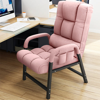 Contemporary Recliner Chair with Lumbar Support and Tufted Back Deck Chair Pink Clearhalo 'Chairs & Seating' 'furn' 'furn_recliners' 'Furniture' 'Living Room Furniture' 'Recliners' 7626509