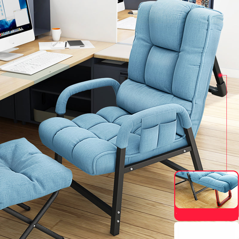 Contemporary Recliner Chair with Lumbar Support and Tufted Back Reclinerr & Support Rod & Ottoman Blue Clearhalo 'Chairs & Seating' 'furn' 'furn_recliners' 'Furniture' 'Living Room Furniture' 'Recliners' 7626518