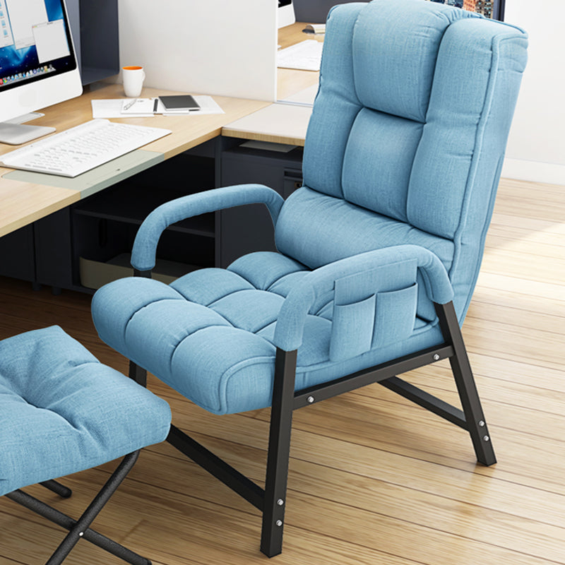 Contemporary Recliner Chair with Lumbar Support and Tufted Back Deck Chair with Ottoman Blue Clearhalo 'Chairs & Seating' 'furn' 'furn_recliners' 'Furniture' 'Living Room Furniture' 'Recliners' 7626520