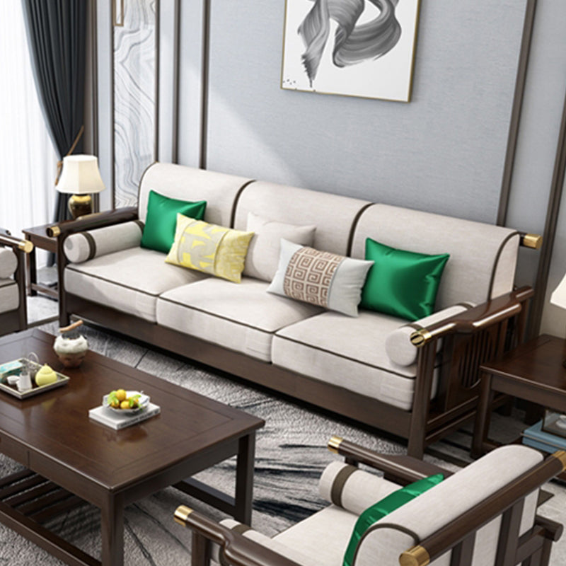 Contemporary Solid Wood Frame Cotton Blend Sofa in Brown For Living Room Clearhalo 'furn' 'furn_sofas' 'Furniture' 'Living Room Furniture' 'Sofa' 'sofas' 7632775