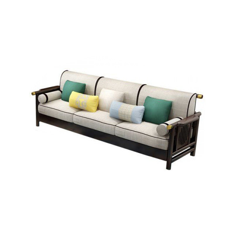 Contemporary Solid Wood Frame Cotton Blend Sofa in Brown For Living Room 3-Seater Sofa Clearhalo 'furn' 'furn_sofas' 'Furniture' 'Living Room Furniture' 'Sofa' 'sofas' 7632779