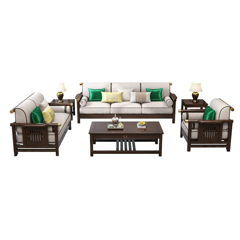 Contemporary Solid Wood Frame Cotton Blend Sofa in Brown For Living Room Clearhalo 'furn' 'furn_sofas' 'Furniture' 'Living Room Furniture' 'Sofa' 'sofas' 7632782