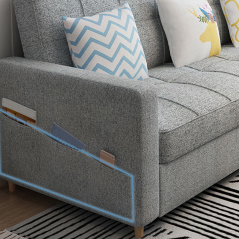 Divano letto per dormiente futon contemporaneo con deposito e braccia quadrate