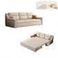 Canapé-lit beige futon beige de style glamour avec dos lâche en cuir collé