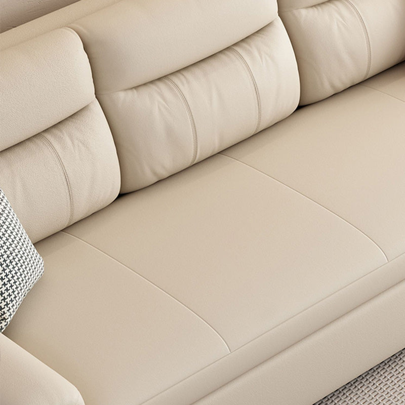 Glam -stijl Beige Futon Sleeper Sofa Bed met losse rug in gebonden leer