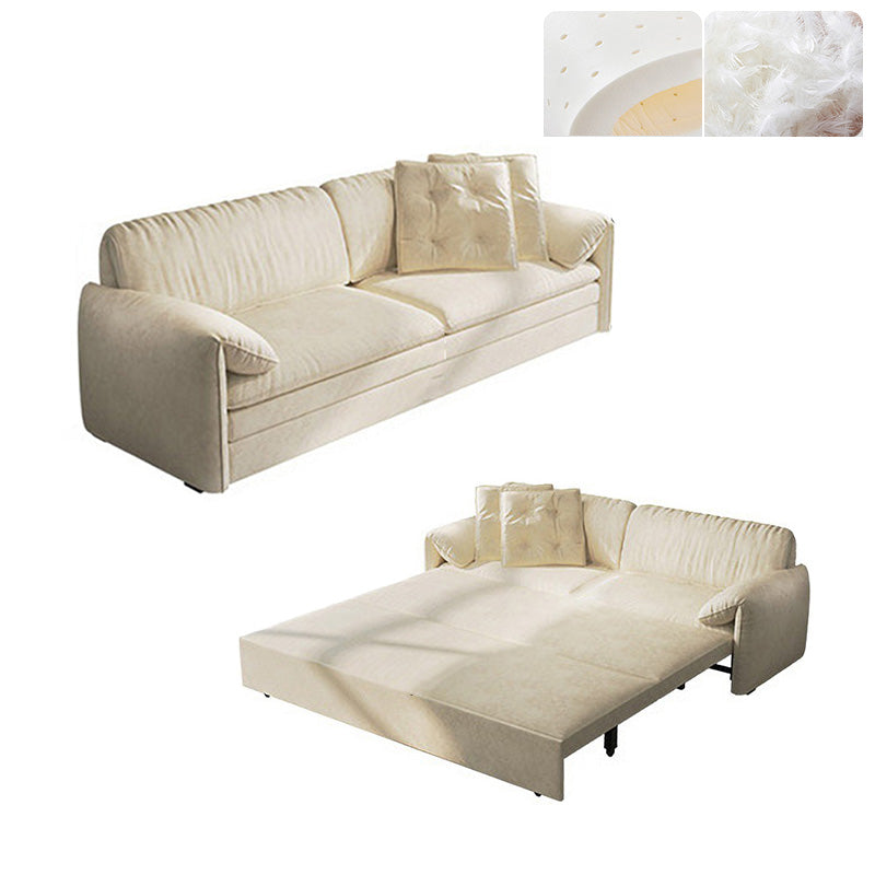 Glam Style White Futon Sleeper Sofa Bed in Velvet with Storage Latex Clearhalo 'furn' 'furn_futons' 'Furniture' 'Futons & Daybeds' 'Futons' 'Living Room Furniture' 7632870