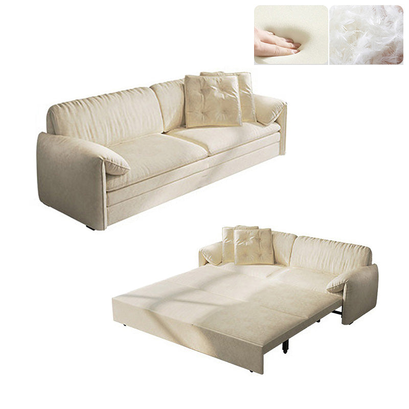 Glam Style White Futon Sleeper Sofa Bed in Velvet with Storage Sponge Clearhalo 'furn' 'furn_futons' 'Furniture' 'Futons & Daybeds' 'Futons' 'Living Room Furniture' 7632871