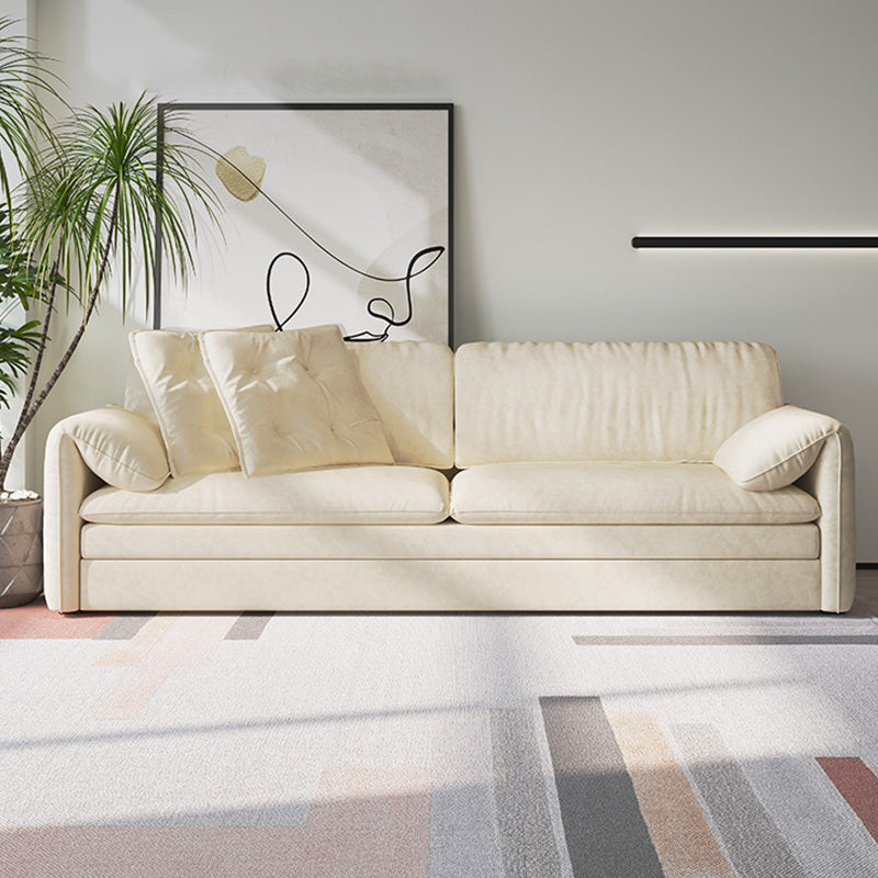 Glam Style White Futon Sleeper Sofa Bed in Velvet with Storage Clearhalo 'furn' 'furn_futons' 'Furniture' 'Futons & Daybeds' 'Futons' 'Living Room Furniture' 7632882