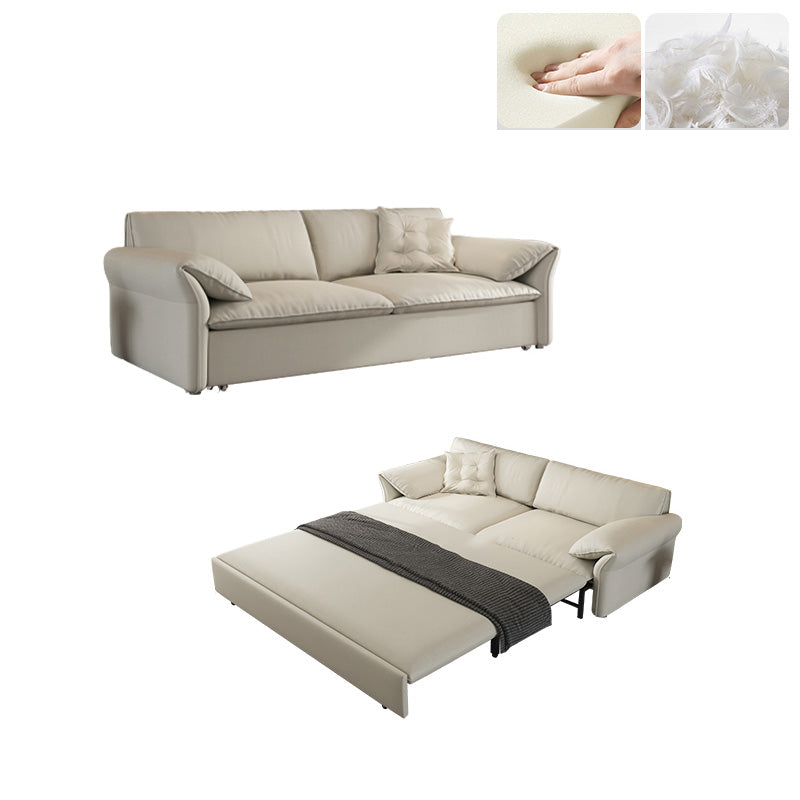 Contemporary Beige Futon Sleeper Sofa Bed with Solid Wood Storage Sponge Clearhalo 'furn' 'furn_futons' 'Furniture' 'Futons & Daybeds' 'Futons' 'Living Room Furniture' 7632890