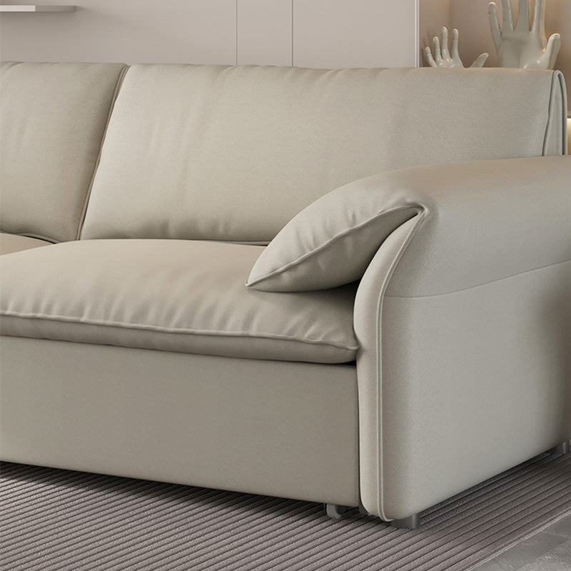 Contemporary Beige Futon Sleeper Sofa Bed with Solid Wood Storage Clearhalo 'furn' 'furn_futons' 'Furniture' 'Futons & Daybeds' 'Futons' 'Living Room Furniture' 7632896